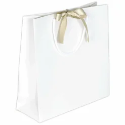 DecoWoerner Bolsas De Regalo Y Bolsas Portátiles>Bolsas De Regalo, 27,5 X 27,5 Cm, Blancas 25 Piezas 200g/m², Con Lazo De Raso A Juego