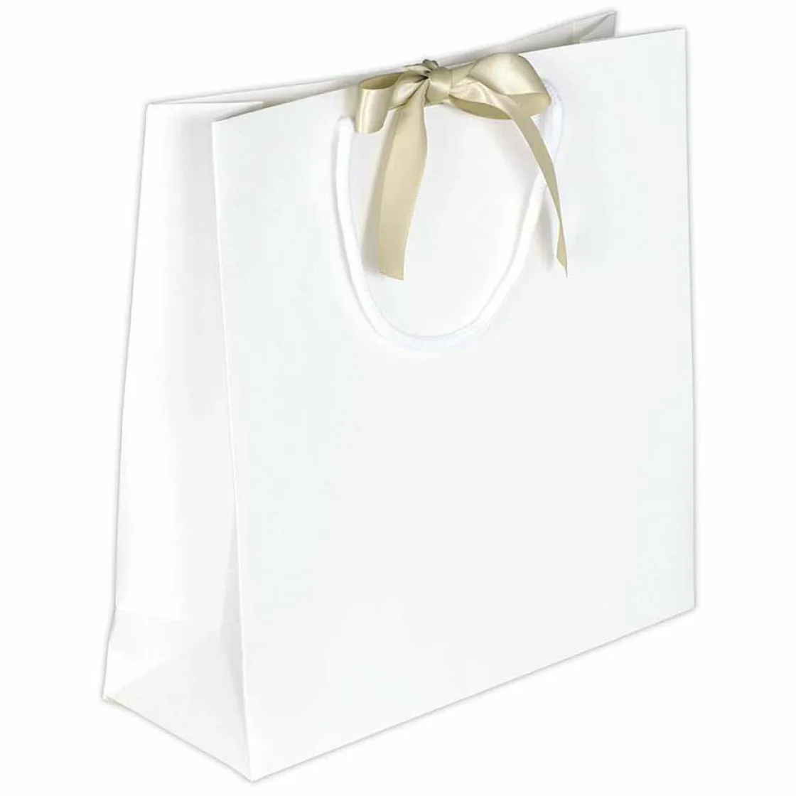 DecoWoerner Bolsas De Regalo Y Bolsas Portátiles>Bolsas De Regalo, 27,5 X 27,5 Cm, Blancas 25 Piezas 200g/m², Con Lazo De Raso A Juego