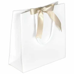 DecoWoerner Bolsas De Regalo Y Bolsas Portátiles>Bolsas De Regalo 20 X 20 X 8 Cm Blancas 25 Piezas, 200 G M² Con Lazo De Raso A Juego
