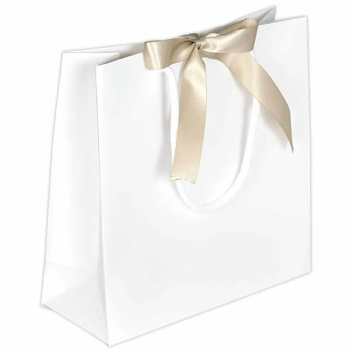 DecoWoerner Bolsas De Regalo Y Bolsas Portátiles>Bolsas De Regalo 20 X 20 X 8 Cm Blancas 25 Piezas, 200 G M² Con Lazo De Raso A Juego