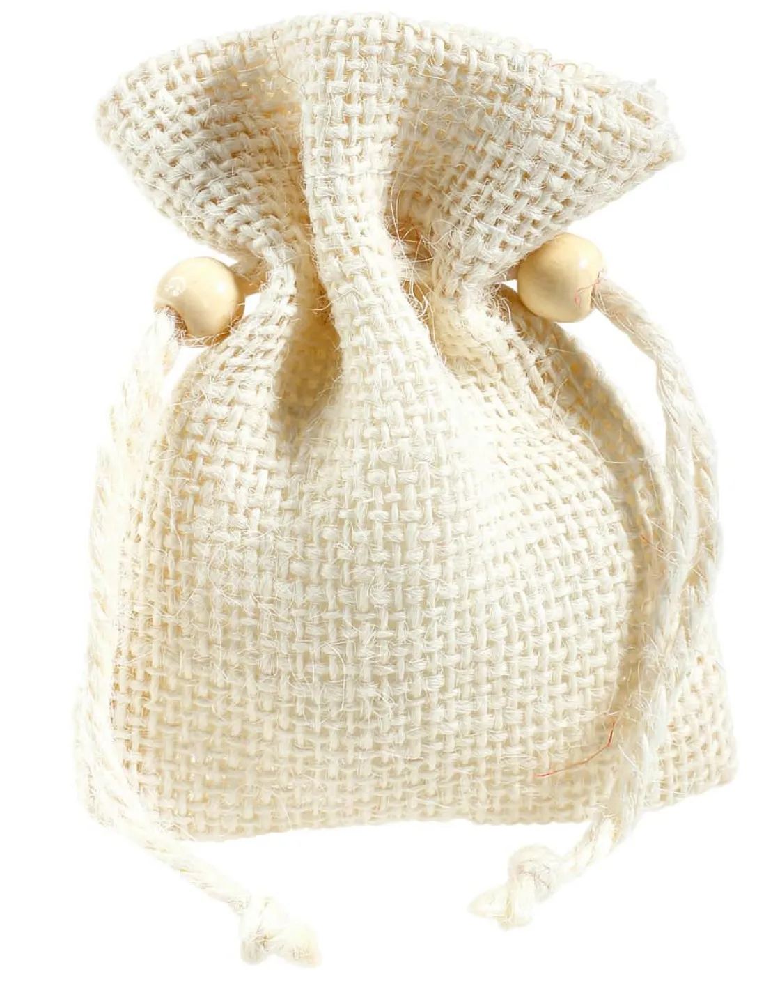 DecoWoerner Bolsitas Con Cordón>Bolsita De Yute, 10 Cm, Crema