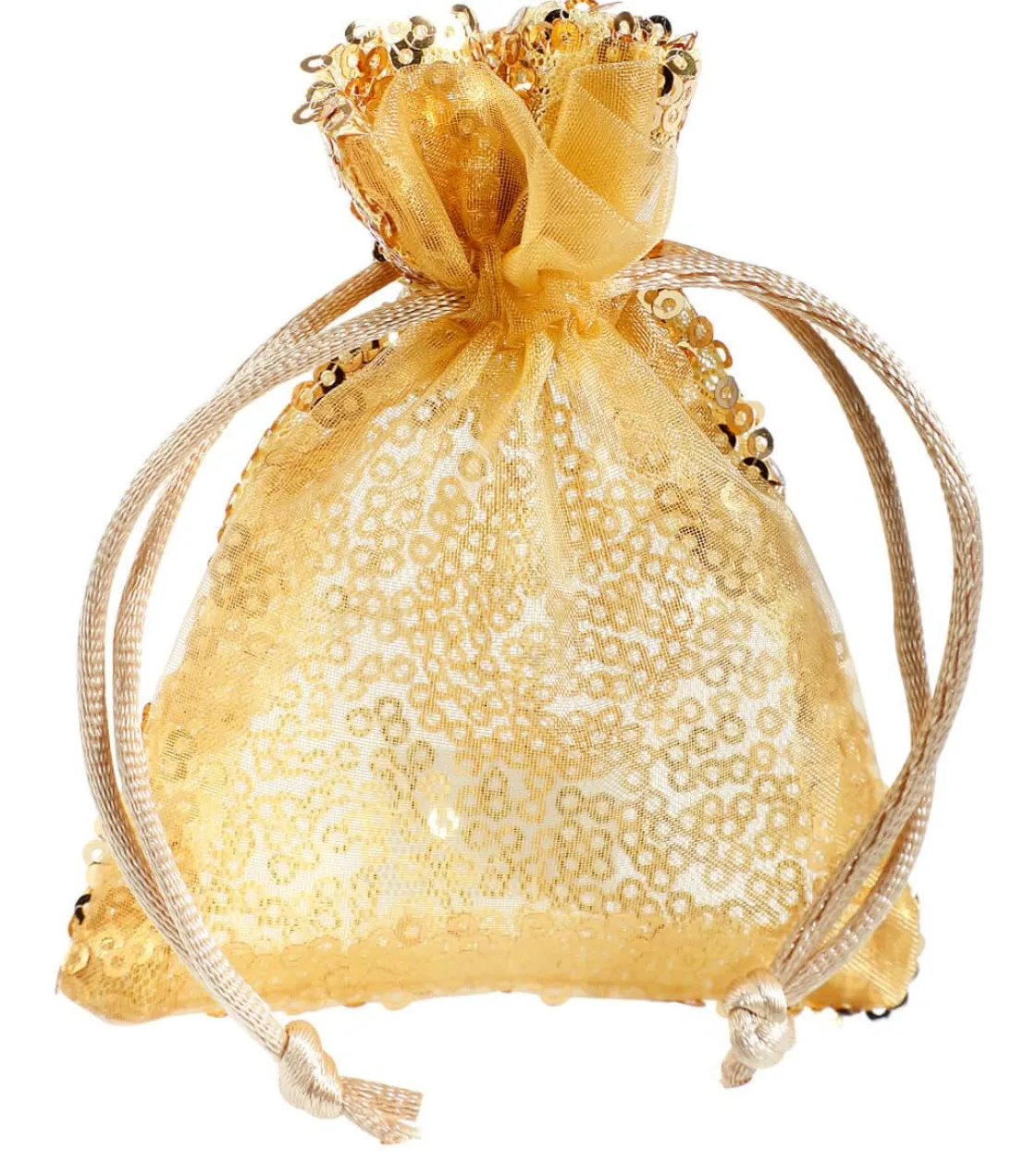DecoWoerner Bolsitas Con Cordón>Bolsitas De Organza Lentejuelas 10 Cm, 10 Piezas,