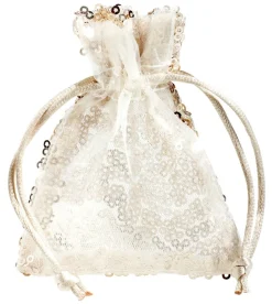 DecoWoerner Bolsitas Con Cordón>Bolsitas De Organza Lentejuelas 10 Cm, 10 Piezas, Champán