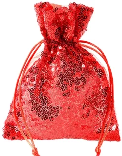 DecoWoerner Bolsitas Con Cordón|Decoración Temática>Bolsitas De Organza Lentejuelas 18 Cm, 10 Piezas,