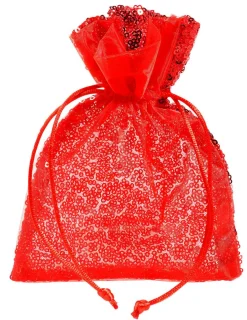 DecoWoerner Bolsitas Con Cordón|Decoración Temática>Bolsitas De Organza Lentejuelas 18 Cm, 10 Piezas,