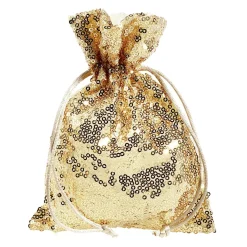 DecoWoerner Bolsitas Con Cordón>Bolsitas De Organza Lentejuelas 18 Cm, 10 Piezas,