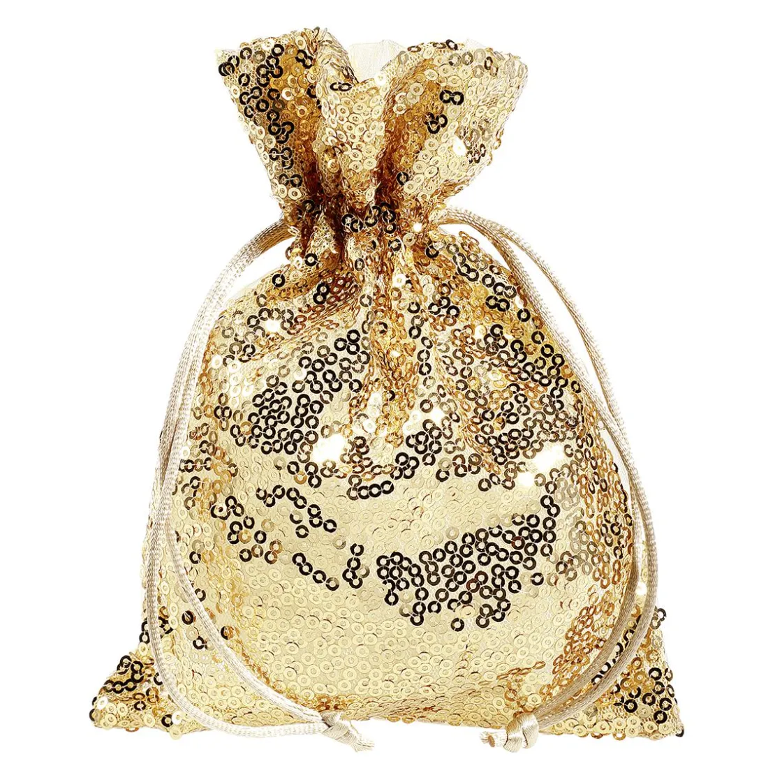 DecoWoerner Bolsitas Con Cordón>Bolsitas De Organza Lentejuelas 18 Cm, 10 Piezas,