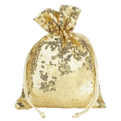 DecoWoerner Bolsitas Con Cordón>Bolsitas De Organza Lentejuelas 18 Cm, 10 Piezas,