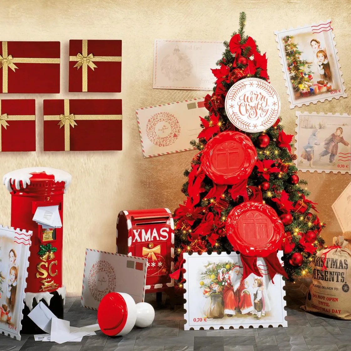 DecoWoerner Decoración Navideña Xxl>Buzón Decorativo Papá Noel, Altura 100 Cm
