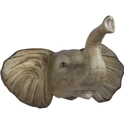 DecoWoerner Decoración De Animales>Cabeza De Elefante Anchura 109 Cm, Gris/natural