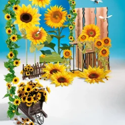 DecoWoerner Decoración De Otoño|Cabezas De Flores Artificiales>Cabeza De Flor Deco Girasol, 60 Cm Ø