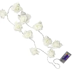 DecoWoerner Luz Decorativa|Decoración Temática>Cadena De Luces A Pilas Con Rosas Blancas 110 Cm
