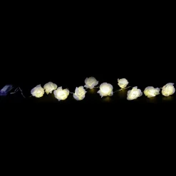 DecoWoerner Luz Decorativa|Decoración Temática>Cadena De Luces A Pilas Con Rosas Blancas 110 Cm