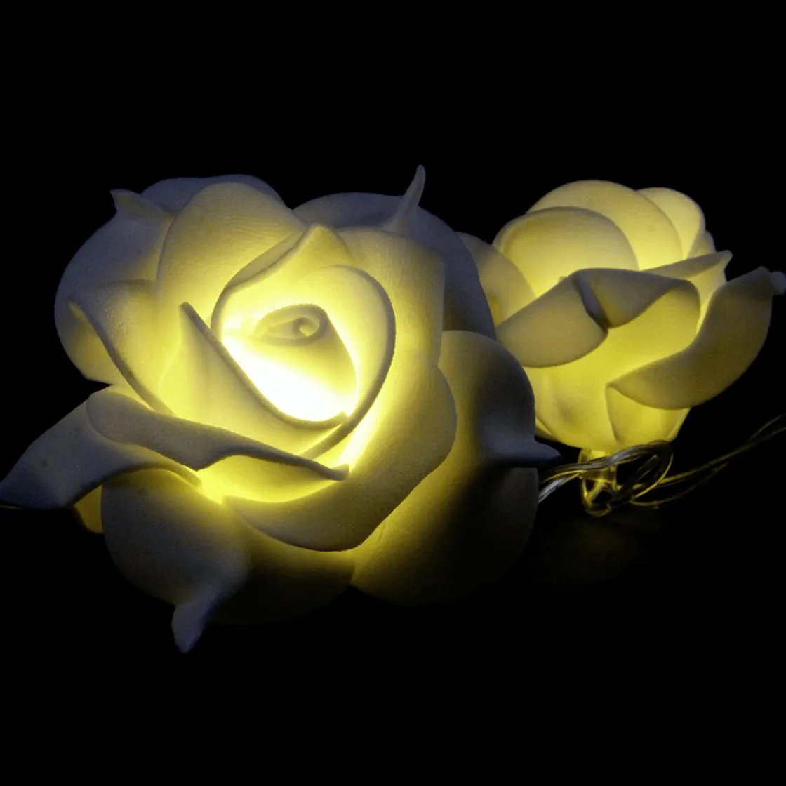DecoWoerner Luz Decorativa|Decoración Temática>Cadena De Luces A Pilas Con Rosas Blancas 110 Cm