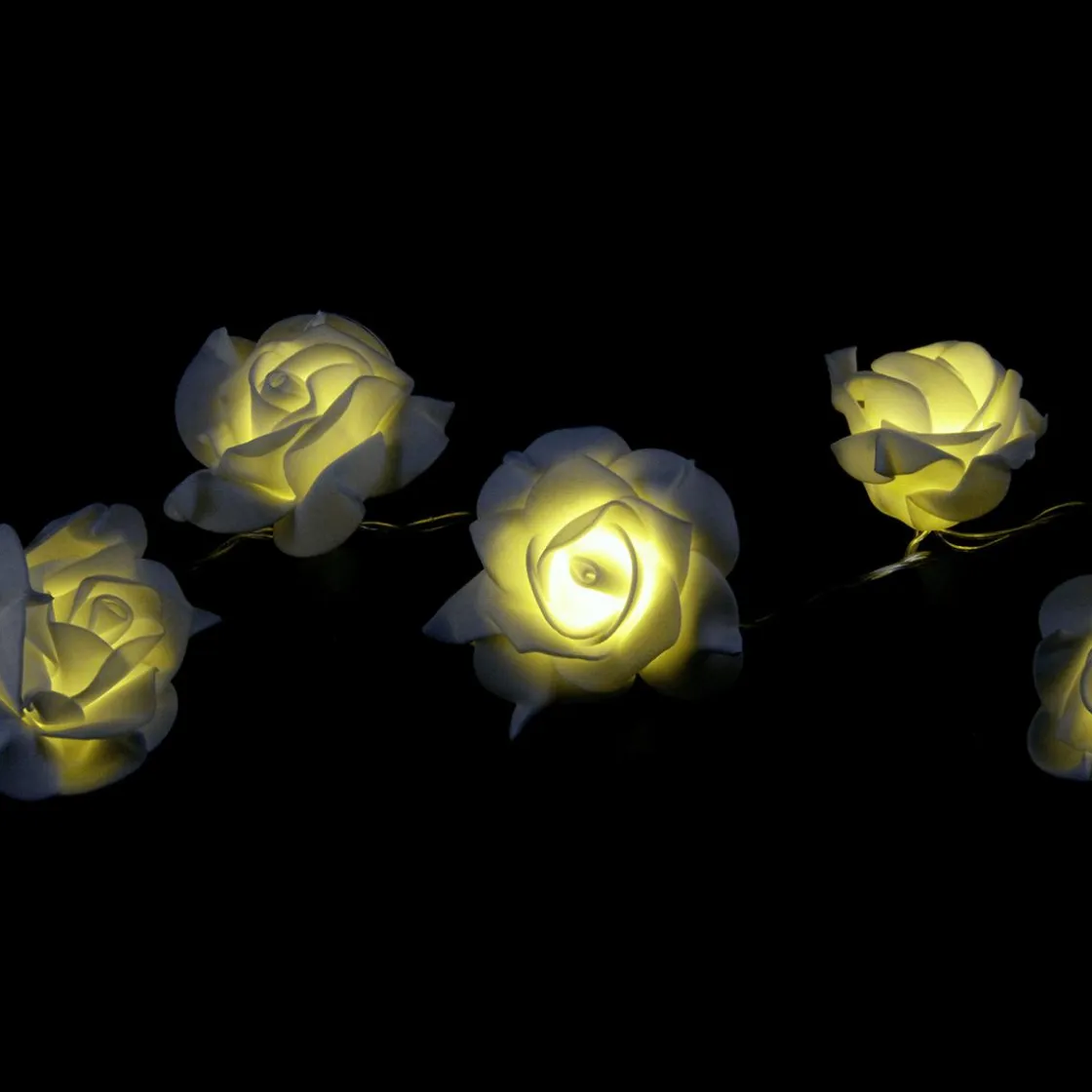 DecoWoerner Luz Decorativa|Decoración Temática>Cadena De Luces A Pilas Con Rosas Blancas 110 Cm