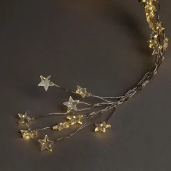 DecoWoerner Luz Decorativa|Luces De Navidad>Cadena De Luces De Estrella De Micro LED Con Luz Cálida Que Funciona Con Pilas 80 Cm
