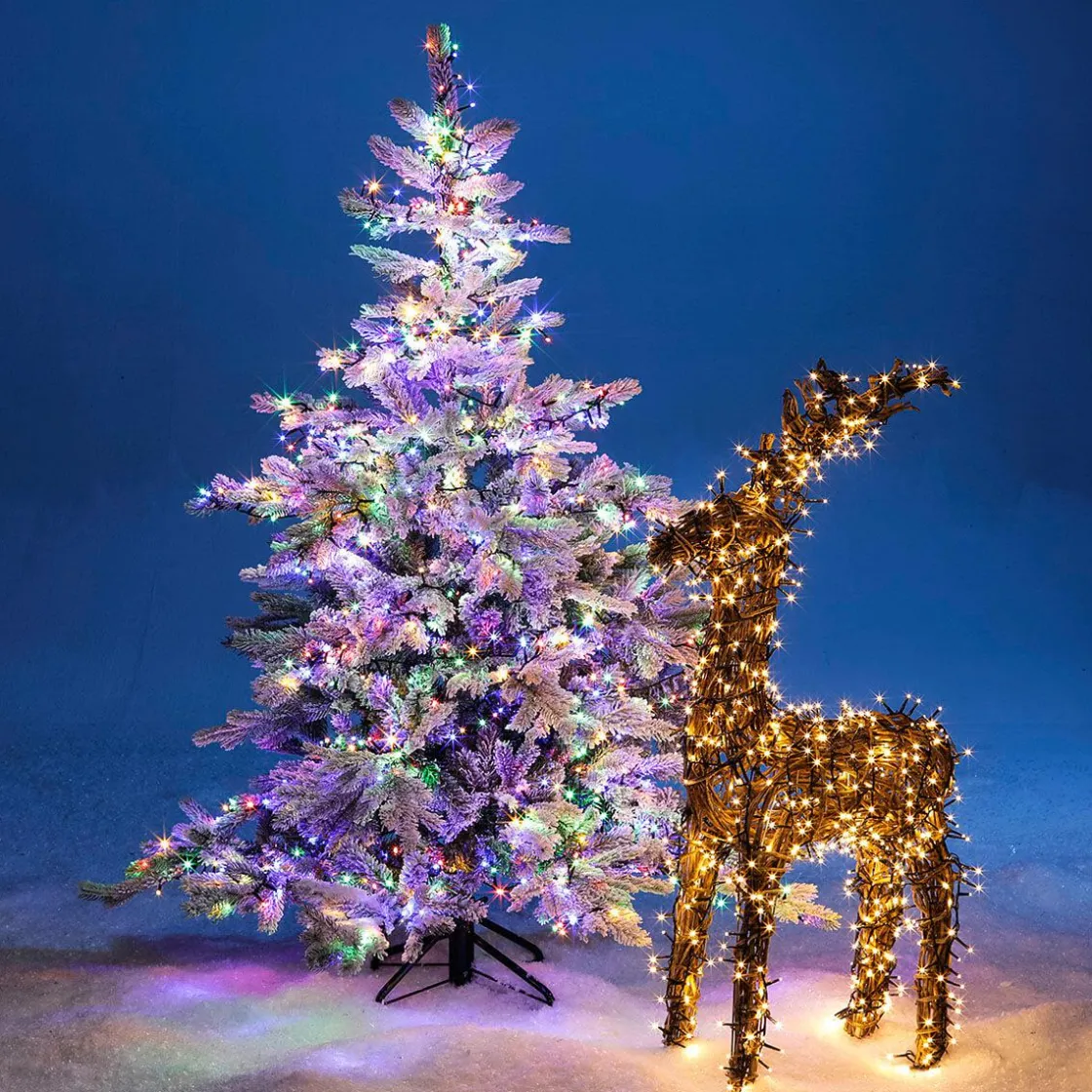 DecoWoerner Luces De Navidad>Cadena De Luces 3en1: Cadena De Luces LED De Colores, Amarillo Cálido O Intermitente Con Temporizador, Para Exteriores, 16 M