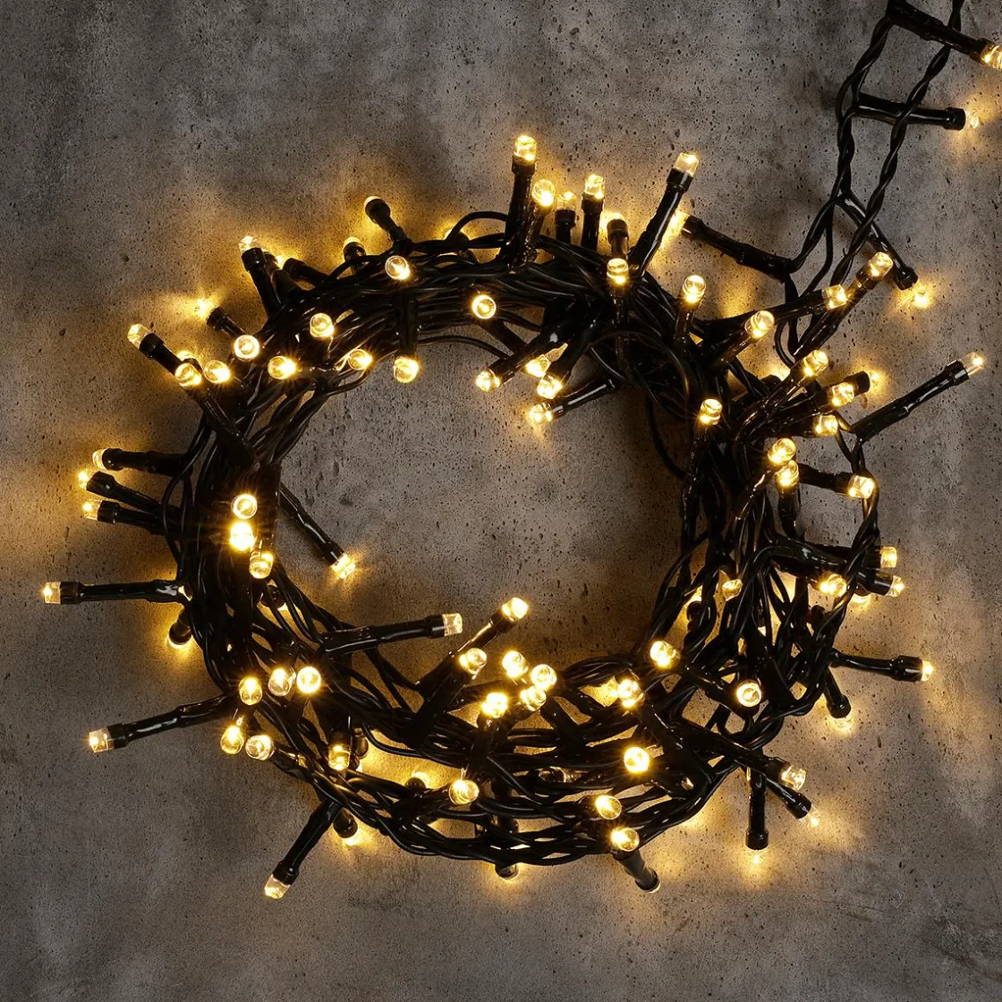DecoWoerner Luces De Navidad>Cadena De Luces 3en1: Cadena De Luces LED De Colores, Amarillo Cálido O Intermitente Con Temporizador, Para Exteriores, 16 M