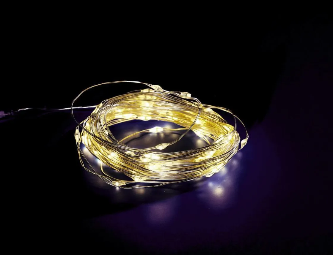 DecoWoerner Luces De Navidad>Cadena De Luces LED Con Alambre Con Baterías Para Exteriores, 100 LED, 10 M
