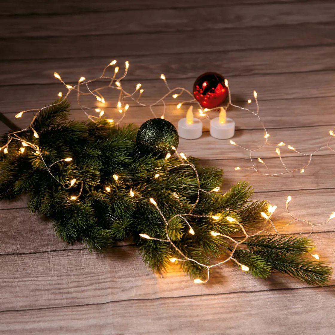 DecoWoerner Luces De Navidad>Cadena De Luces LED Con Alambre Fuegos Artificiales Para Exteriores, 240 LED, 6 M