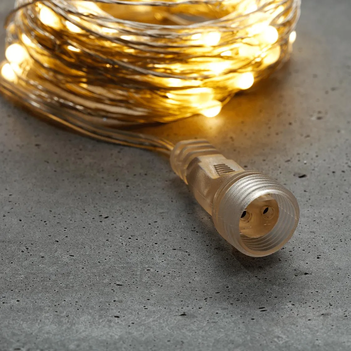 DecoWoerner Luces De Navidad>Cadena De Luces LED XL Con Alambre Separable Para Exteriores, 200 LED, Alambre , 20 M