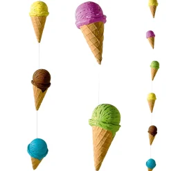 DecoWoerner Decoración De Verano|Chocolate Y Helados>Cadena Decorativa De Helados De Cucurucho Alimento De Imitación 220 Cm