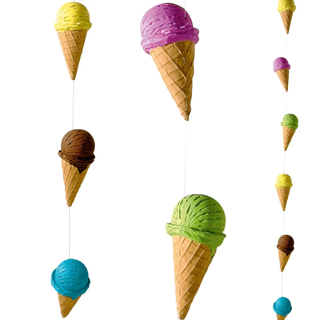 DecoWoerner Decoración De Verano|Chocolate Y Helados>Cadena Decorativa De Helados De Cucurucho Alimento De Imitación 220 Cm