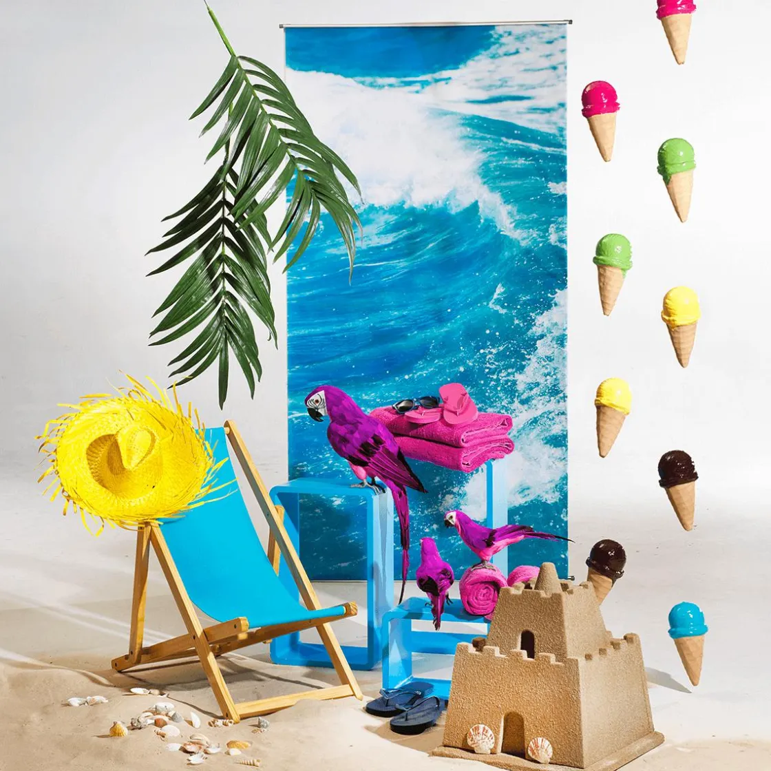 DecoWoerner Decoración De Verano|Chocolate Y Helados>Cadena Decorativa De Helados De Cucurucho Alimento De Imitación 220 Cm