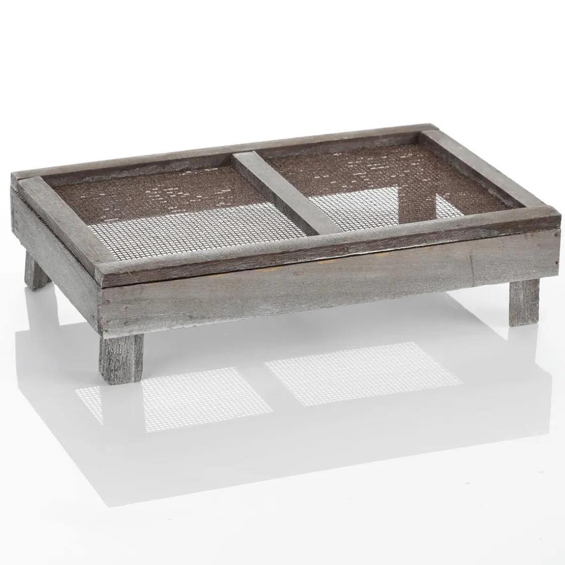 DecoWoerner Decoración De Otoño>Caja De Madera Con Rejilla, 28 X 18 Cm