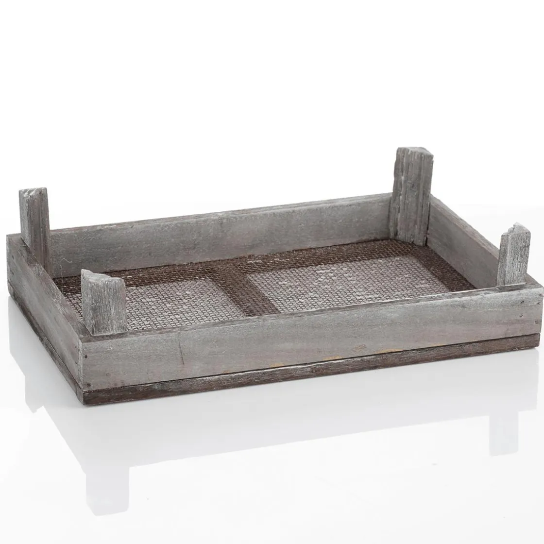 DecoWoerner Decoración De Otoño>Caja De Madera Con Rejilla, 28 X 18 Cm