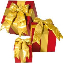 DecoWoerner Decoración Navideña Xxl>Caja De Regalo XXL Para Interiores 3 Piezas Rojo