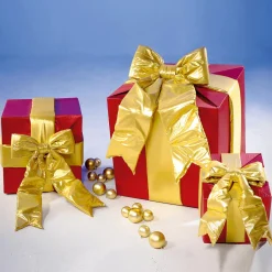 DecoWoerner Decoración Navideña Xxl>Caja De Regalo XXL Para Interiores 3 Piezas Rojo
