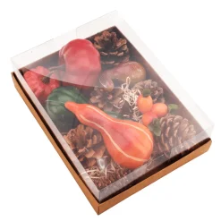 DecoWoerner Decoración Dispersa|Decoración De Otoño>Caja Decorativa De Calabazas Con Piñas 20 X 15 X 6 Cm