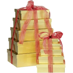 DecoWoerner Cajas De Regalo>Cajas De Cartón De Regalo, Color Dorado, 10 Pz.