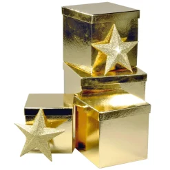 DecoWoerner Cajas De Regalo>Cajas De Cartón De Regalo, Color Dorado, 4 Pz.