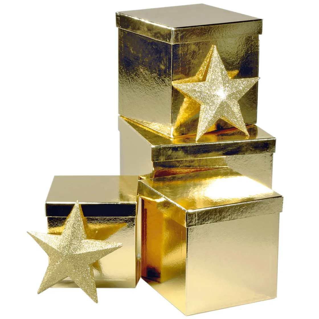 DecoWoerner Cajas De Regalo>Cajas De Cartón De Regalo, Color Dorado, 4 Pz.