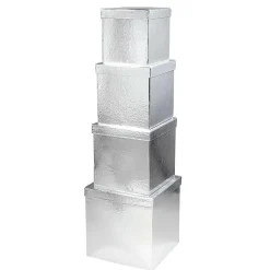 DecoWoerner Cajas De Regalo>Cajas De Cartón De Regalo, Color Plateado, 4 Pz.