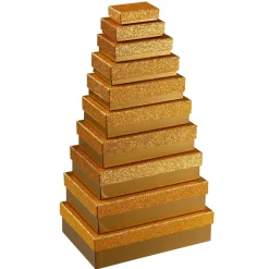 DecoWoerner Cajas De Regalo>Cajas De Cartón De Regalo Color Dorado, 10 Pz.