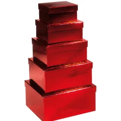 DecoWoerner Cajas De Regalo>Cajas De Cartón De Regalo Metálicas, Rojas, 5 Piezas