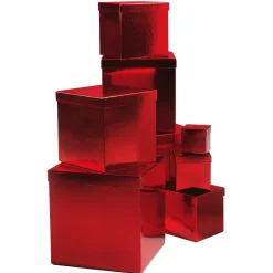 DecoWoerner Cajas De Regalo>Cajas De Cartón De Regalo Majestic Metallic, Rojas, 8 Piezas