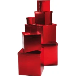 DecoWoerner Cajas De Regalo>Cajas De Cartón De Regalo Majestic Metallic, Rojas, 8 Piezas