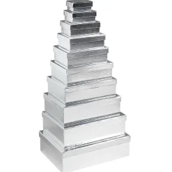 DecoWoerner Cajas De Regalo>Cajas De Regalo Cajas De Regalo Plateadas, 10 Unidades 6,5 X 3,5 X 8,5 Hasta 22 X 9,5 X 31 Cm (ancho X Alto X Largo)