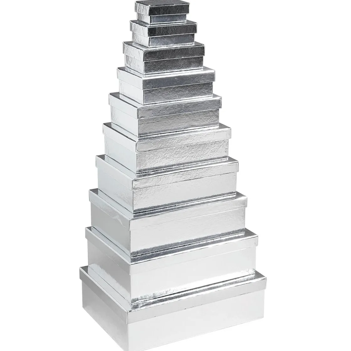 DecoWoerner Cajas De Regalo>Cajas De Regalo Cajas De Regalo Plateadas, 10 Unidades 6,5 X 3,5 X 8,5 Hasta 22 X 9,5 X 31 Cm (ancho X Alto X Largo)