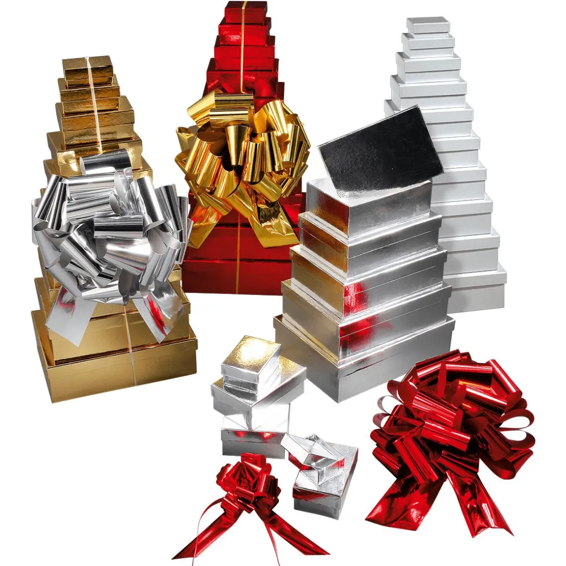DecoWoerner Cajas De Regalo>Cajas De Regalo Cajas De Regalo Plateadas, 10 Unidades 6,5 X 3,5 X 8,5 Hasta 22 X 9,5 X 31 Cm (ancho X Alto X Largo)