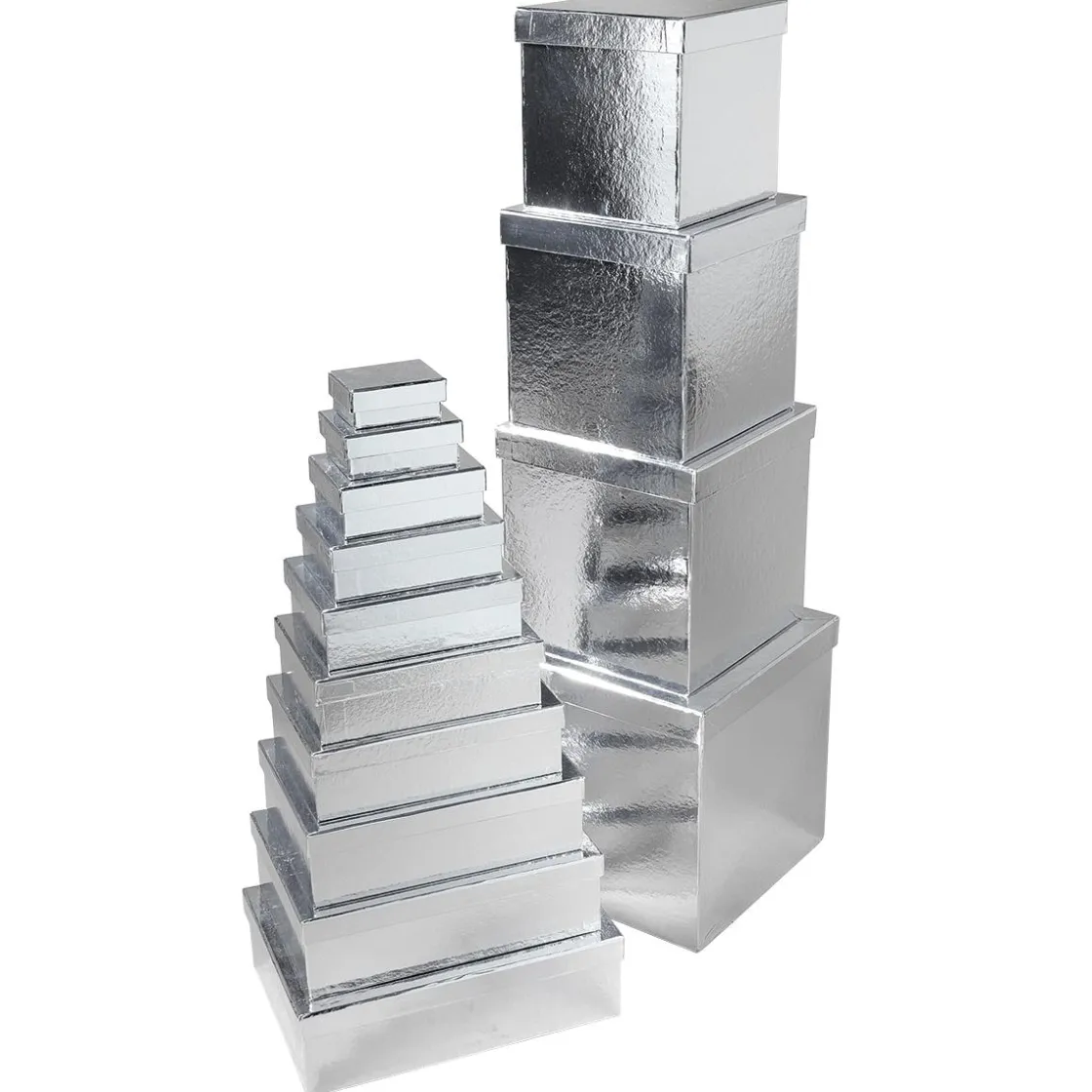 DecoWoerner Cajas De Regalo>Cajas De Regalo Cajas De Regalo Plateadas, 10 Unidades 6,5 X 3,5 X 8,5 Hasta 22 X 9,5 X 31 Cm (ancho X Alto X Largo)