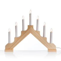 DecoWoerner Luz Decorativa|Figuras De Navidad>Candelabro De Adviento, 7 Llamas De Madera 37 X 4 X 30 Cm (Anchura X Profundidad X Altura)