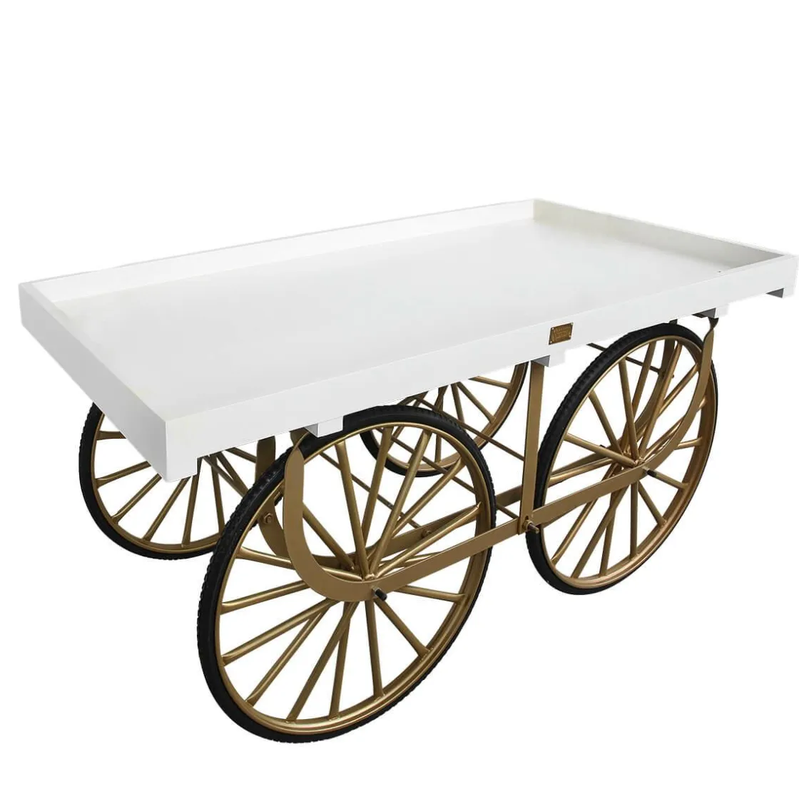 DecoWoerner Expositores Para Tiendas|Decoración De Primavera>Carro De Mercado Blanco Con Base Dorada