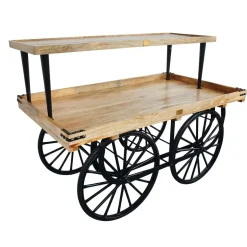 DecoWoerner Expositores Para Tiendas>Carro De Mercado Completo Con Base , Cuerpo Y Tapa De Madera De Mango