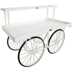 DecoWoerner Expositores Para Tiendas>Carro De Mercado Completo Con Base Blanco, Cuerpo Blanco Y Tapa De Madera