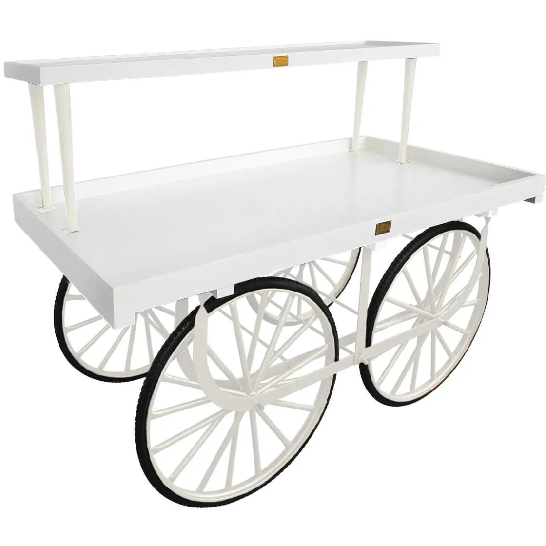 DecoWoerner Expositores Para Tiendas>Carro De Mercado Completo Con Base Blanco, Cuerpo Blanco Y Tapa De Madera